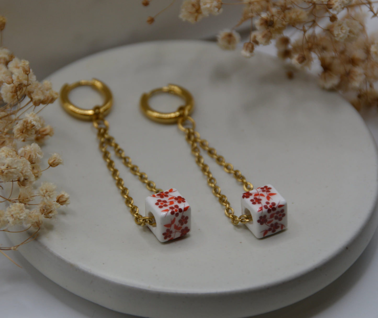 Square Flower Dangle Earrings