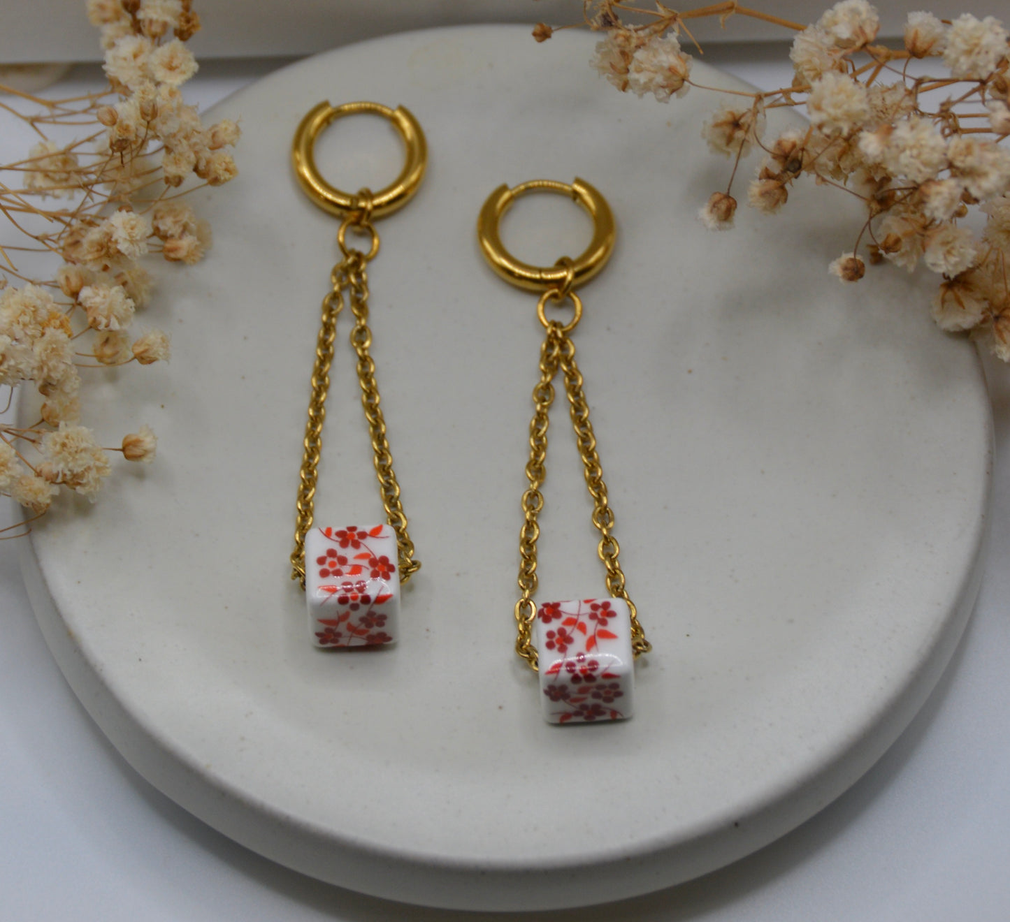 Square Flower Dangle Earrings