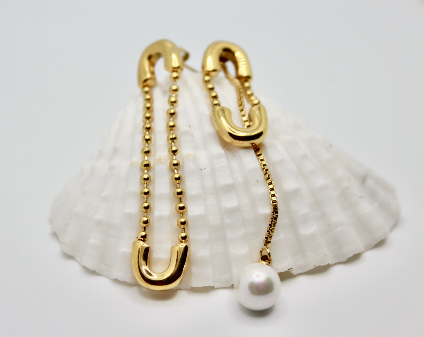 Paperclip Pearl Drop Earrings